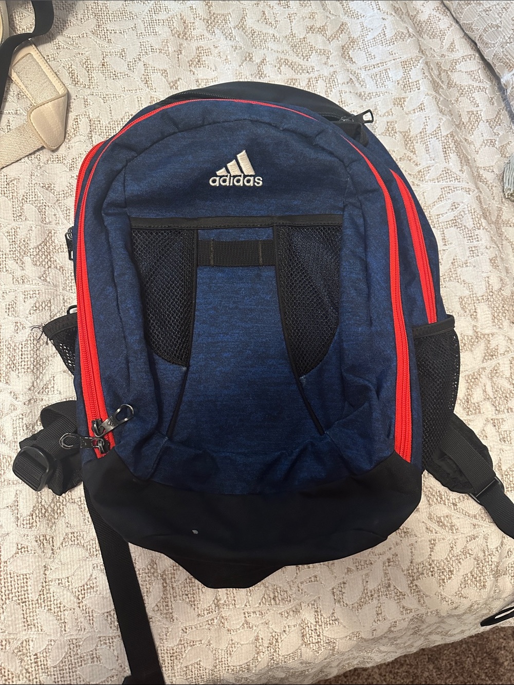 adidas Navy Blue Backpack with Red Trim